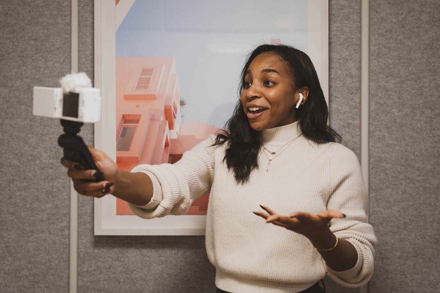 A specialist talking through a project on a video call